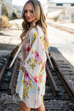 Load image into Gallery viewer, Ivory Floral Print Chiffon Cover Up Kimono