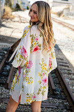 Load image into Gallery viewer, Ivory Floral Print Chiffon Cover Up Kimono