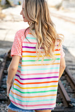 Load image into Gallery viewer, Coral Stripe Leopard Print Color Block Top