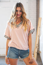 Load image into Gallery viewer, Blush Leopard Patchwork Dolman Wide V Neck Top