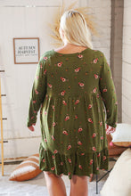 Load image into Gallery viewer, Olive Placard Yoke Ruffle Hem Pocketed Fit & Flare Dress