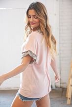 Load image into Gallery viewer, Blush Leopard Patchwork Dolman Wide V Neck Top