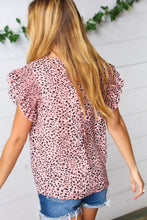 Load image into Gallery viewer, Blush Leopard Print Smoked Ruffle Button Keyhole Blouse