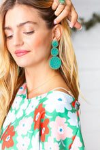 Load image into Gallery viewer, Turquoise Green & Gold Beaded Round Dangle Earrings