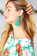 Load image into Gallery viewer, Turquoise Green & Gold Beaded Round Dangle Earrings