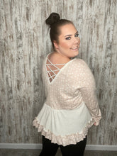 Load image into Gallery viewer, Boho Ethnic Triblend Color Block Lace-Up Linen Top