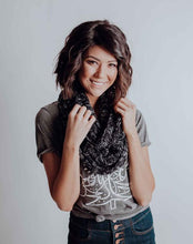 Load image into Gallery viewer, My Heathered Black Infinity Knit Scarf