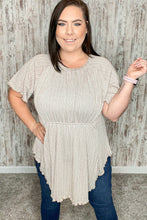 Load image into Gallery viewer, Beige Two Tone Jacquard Stripe Merrow Kint Top