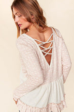 Load image into Gallery viewer, Boho Ethnic Triblend Color Block Lace-Up Linen Top