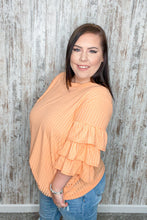 Load image into Gallery viewer, Apricot Round Neck Vertical Textured Pointelle Top