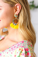 Load image into Gallery viewer, Canary Boho Rhinestone Tassel Gold Drop Earrings