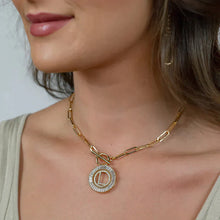 Load image into Gallery viewer, Paperclip Chain Radiant Initial Necklace