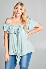 Load image into Gallery viewer, All Ruffled Up Knot Top In Sage