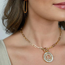 Load image into Gallery viewer, Paperclip Chain Radiant Initial Necklace