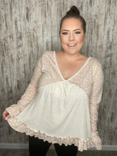 Load image into Gallery viewer, Boho Ethnic Triblend Color Block Lace-Up Linen Top