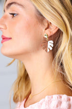 Load image into Gallery viewer, Bone & Wood Tropical Leaf Drop Earrings