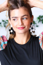 Load image into Gallery viewer, Black & White Mod Daisy Dangle Earrings