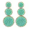 Load image into Gallery viewer, Turquoise Green & Gold Beaded Round Dangle Earrings