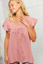 Load image into Gallery viewer, Mauve Ruffle Short Sleeve Woven Blouse