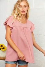Load image into Gallery viewer, Mauve Ruffle Short Sleeve Woven Blouse