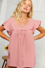 Load image into Gallery viewer, Mauve Ruffle Short Sleeve Woven Blouse
