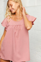 Load image into Gallery viewer, Mauve Ruffle Short Sleeve Woven Blouse