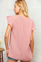 Load image into Gallery viewer, Mauve Ruffle Short Sleeve Woven Blouse