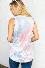 Load image into Gallery viewer, Blue Mix Tie Dye & Animal Pocketed Tank
