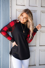 Load image into Gallery viewer, Cuddle Weather Red Plaid Top- Black