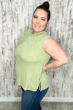 Load image into Gallery viewer, Lime Mock Neck Side Slit Tie Strap Sleeveless Top