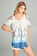 Load image into Gallery viewer, Over the Ocean Cold Shoulder Top