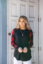 Load image into Gallery viewer, womens-clothes-cuddle-weather-red-plaid-top-black