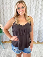 Load image into Gallery viewer, A Ruffle of Fun Tank in Black