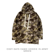 Load image into Gallery viewer, Cozy Days Camo Hoodie in Army Green