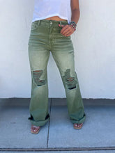 Load image into Gallery viewer, PREORDER: Blakeley Distressed Jeans In Olive and Camel