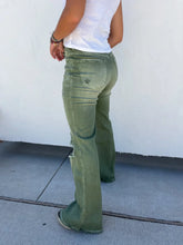 Load image into Gallery viewer, PREORDER: Blakeley Distressed Jeans In Olive and Camel