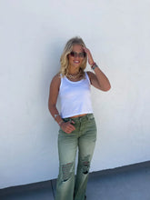 Load image into Gallery viewer, PREORDER: Blakeley Distressed Jeans In Olive and Camel
