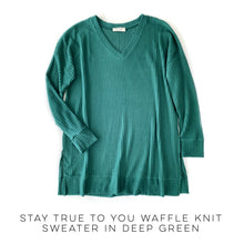 Load image into Gallery viewer, Stay True to You Waffle Knit Sweater in Deep Green