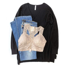Load image into Gallery viewer, Lovely in Lace Racerback Bralette in Ash Mocha