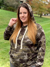 Load image into Gallery viewer, Cozy Days Camo Hoodie in Army Green