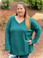 Load image into Gallery viewer, Stay True to You Waffle Knit Sweater in Deep Green