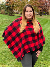 Load image into Gallery viewer, My Cozy & Cute Plaid Poncho in Red