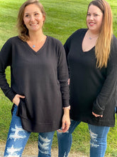 Load image into Gallery viewer, Stay True to You Waffle Knit Sweater in Black