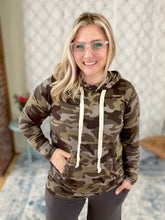 Load image into Gallery viewer, Cozy Days Camo Hoodie in Army Green