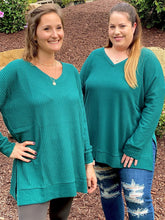 Load image into Gallery viewer, Stay True to You Waffle Knit Sweater in Deep Green