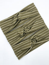 Load image into Gallery viewer, Dark Olive Stripe Headband