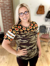Load image into Gallery viewer, The Sunflowers & Camo Top