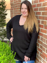 Load image into Gallery viewer, Stay True to You Waffle Knit Sweater in Black