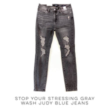 Load image into Gallery viewer, Stop Your Stressing Gray Wash Judy Blue Jeans