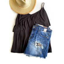 Load image into Gallery viewer, A Ruffle of Fun Tank in Black